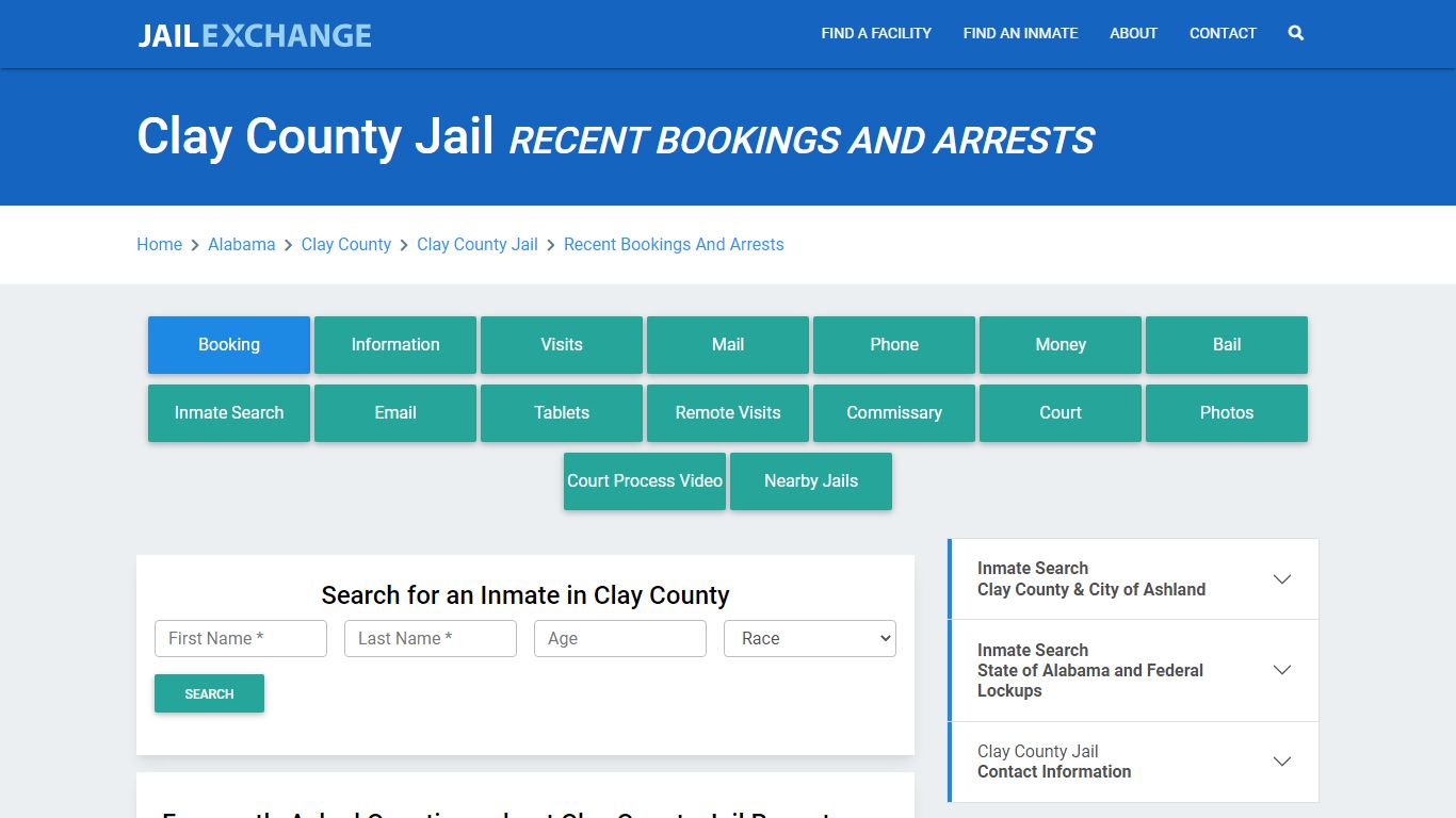 Clay County Jail AL Recent Arrests and Bookings - Jail Exchange